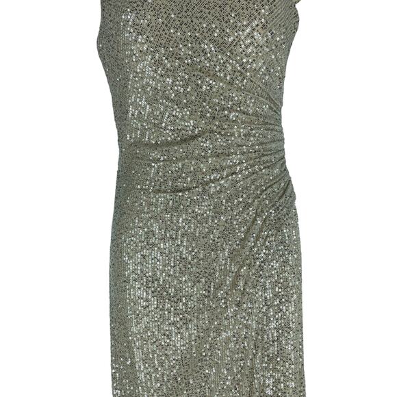 Ieena for Mac Duggal Sequined Drop Shoulder Evening Gown Nude Size 6 - Picture 6 of 14